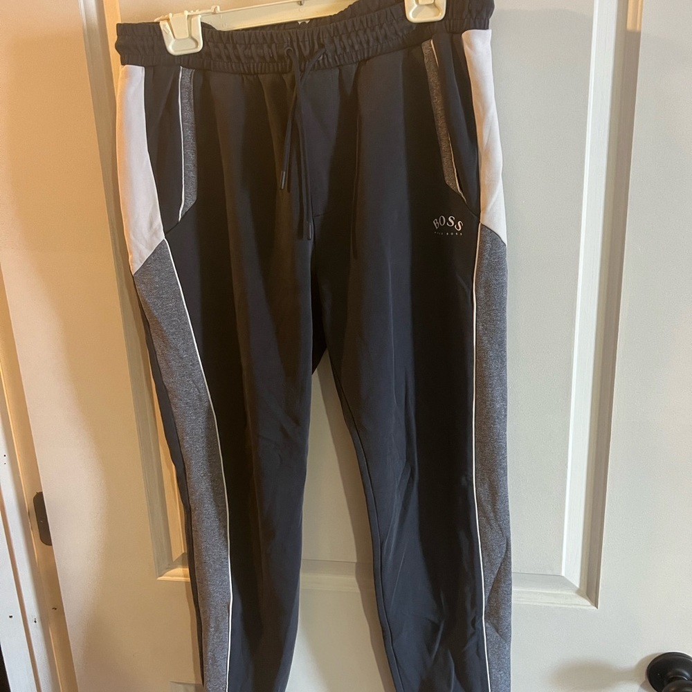 Hugo Boss Men's Black and White Joggers